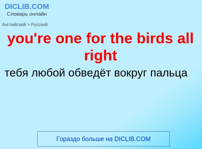 Traduzione di &#39you're one for the birds all right&#39 in Russo