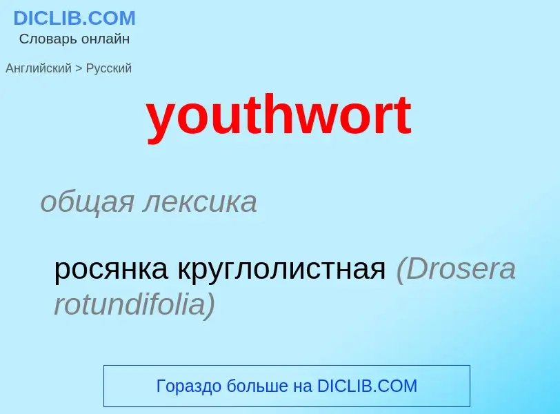 Como se diz youthwort em Russo? Tradução de &#39youthwort&#39 em Russo