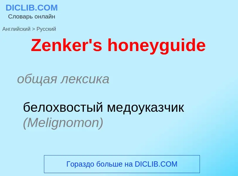 Как переводится Zenker's honeyguide на Русский язык