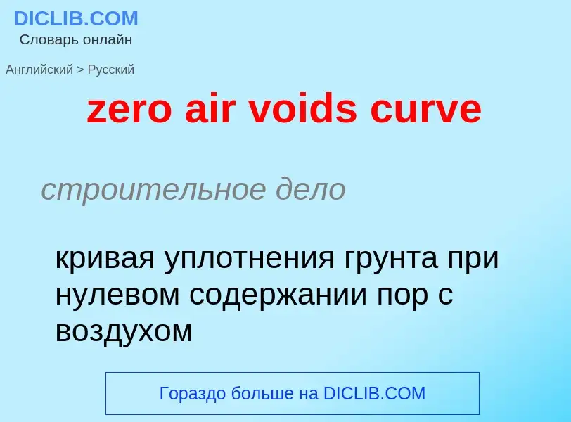 Как переводится zero air voids curve на Русский язык