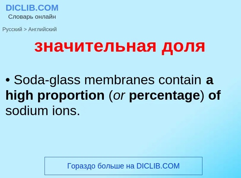 Como se diz значительная доля em Inglês? Tradução de &#39значительная доля&#39 em Inglês