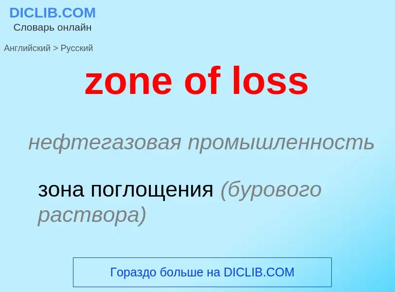 Como se diz zone of loss em Russo? Tradução de &#39zone of loss&#39 em Russo