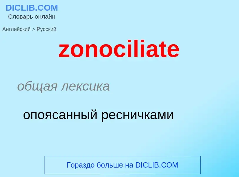 ¿Cómo se dice zonociliate en Ruso? Traducción de &#39zonociliate&#39 al Ruso