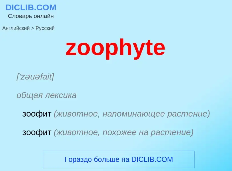 ¿Cómo se dice zoophyte en Ruso? Traducción de &#39zoophyte&#39 al Ruso