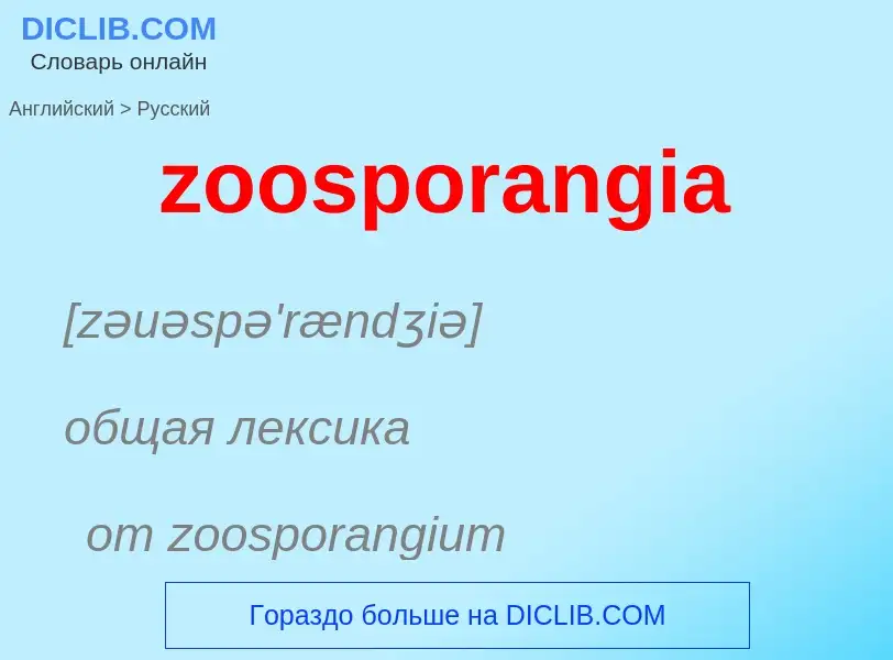 Como se diz zoosporangia em Russo? Tradução de &#39zoosporangia&#39 em Russo