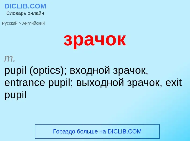 Como se diz зрачок em Inglês? Tradução de &#39зрачок&#39 em Inglês