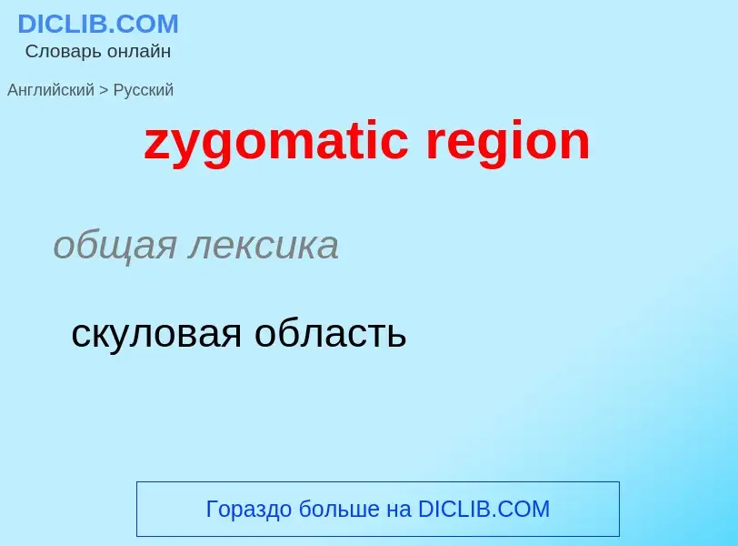 ¿Cómo se dice zygomatic region en Ruso? Traducción de &#39zygomatic region&#39 al Ruso