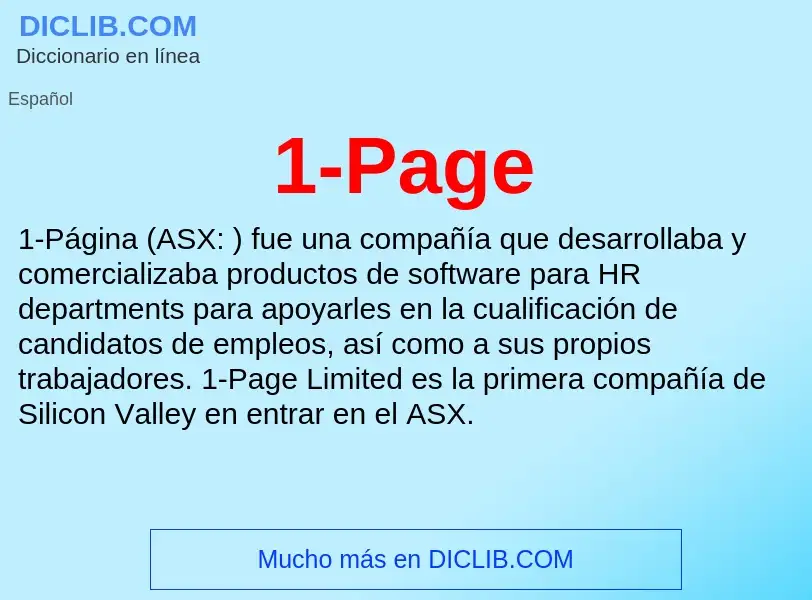 O que é 1-Page - definição, significado, conceito