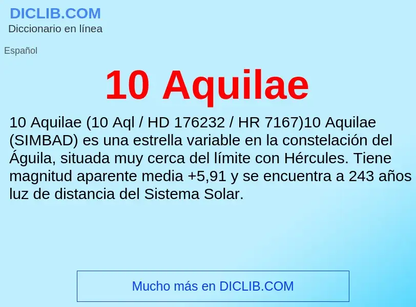 ¿Qué es 10 Aquilae? - significado y definición