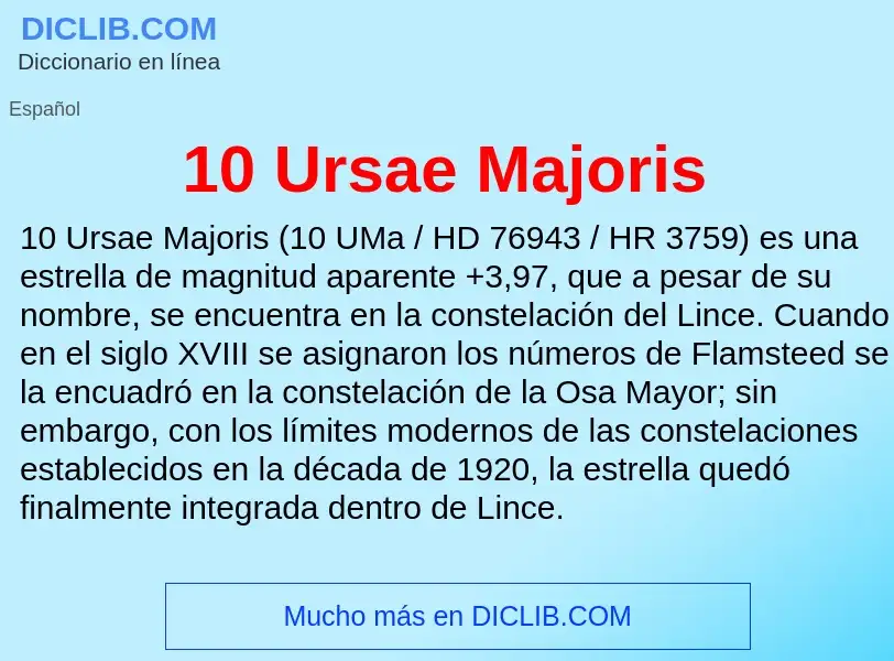 ¿Qué es 10 Ursae Majoris? - significado y definición