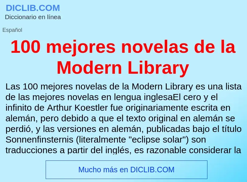 Τι είναι 100 mejores novelas de la Modern Library - ορισμός