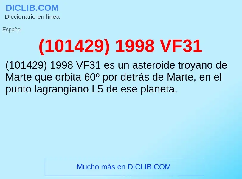 O que é (101429) 1998 VF31 - definição, significado, conceito