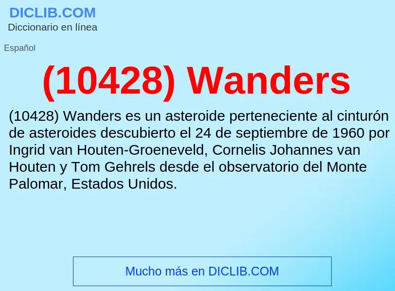 O que é (10428) Wanders - definição, significado, conceito