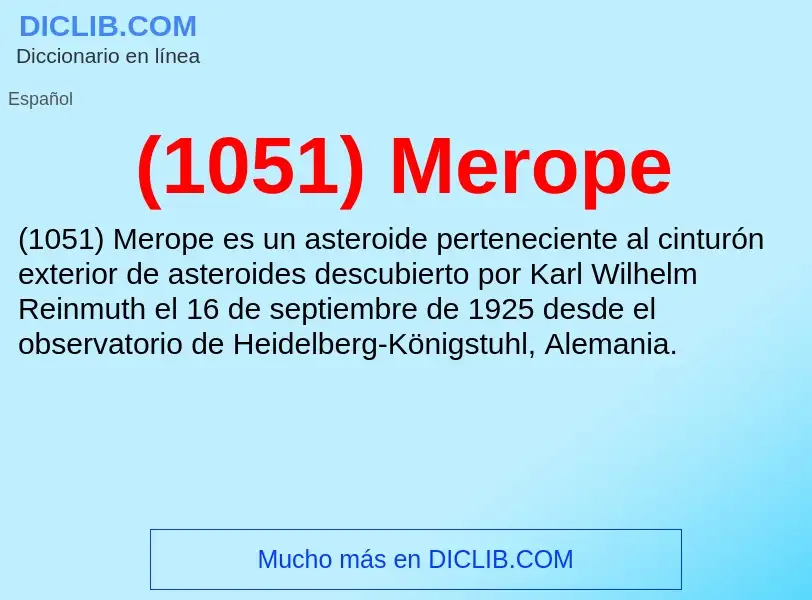 O que é (1051) Merope - definição, significado, conceito