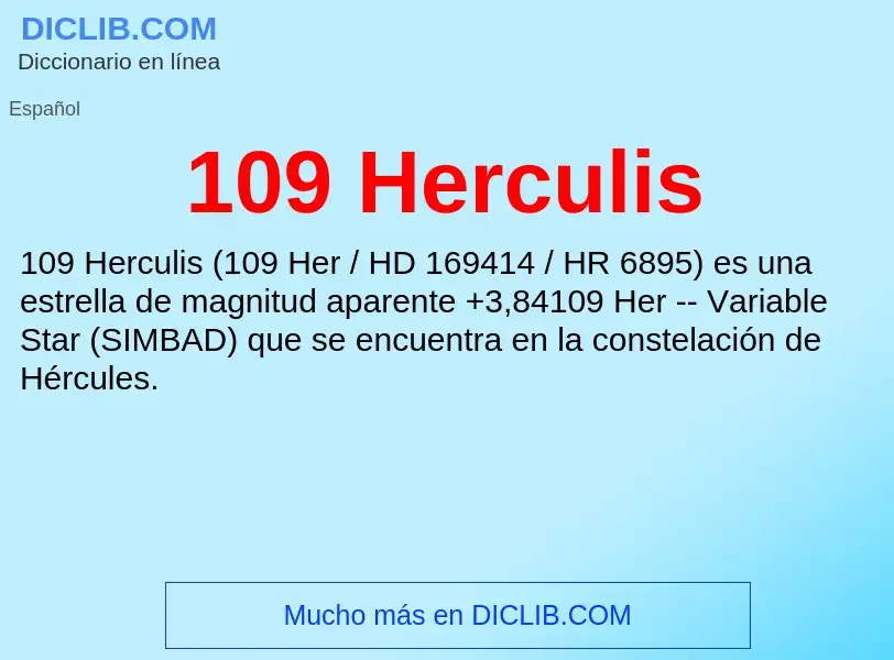 ¿Qué es 109 Herculis? - significado y definición