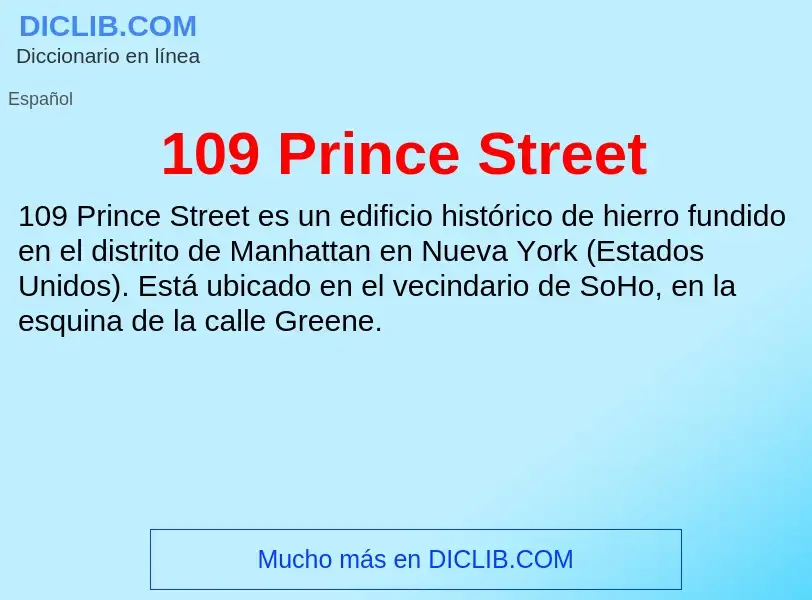 ¿Qué es 109 Prince Street? - significado y definición