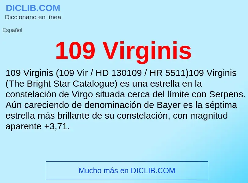 ¿Qué es 109 Virginis? - significado y definición