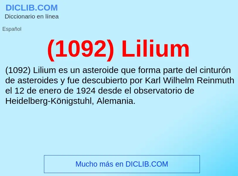 O que é (1092) Lilium - definição, significado, conceito