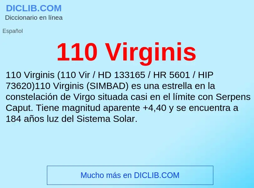 ¿Qué es 110 Virginis? - significado y definición