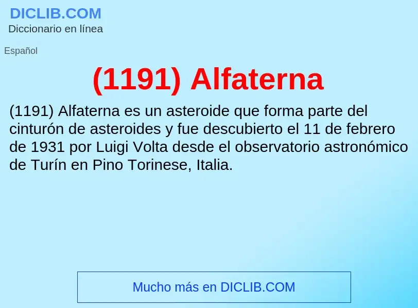 O que é (1191) Alfaterna - definição, significado, conceito