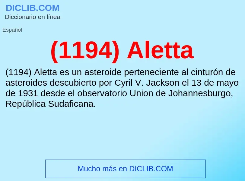 O que é (1194) Aletta - definição, significado, conceito