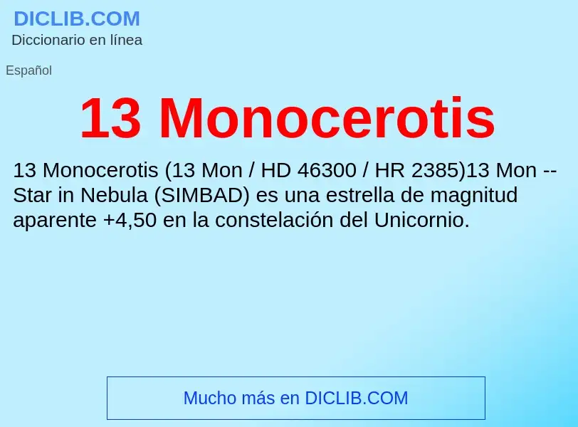 ¿Qué es 13 Monocerotis? - significado y definición