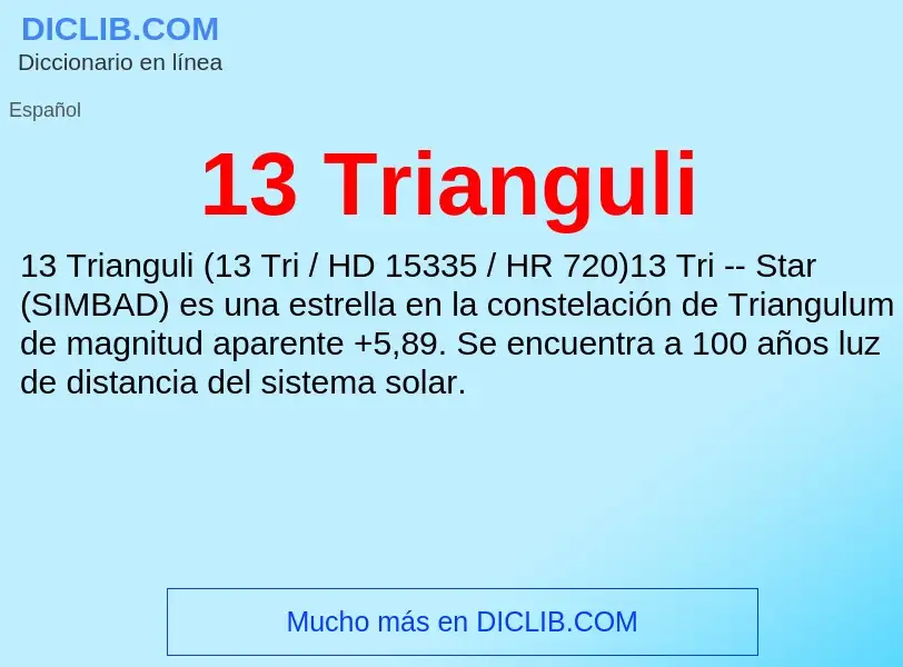 ¿Qué es 13 Trianguli? - significado y definición