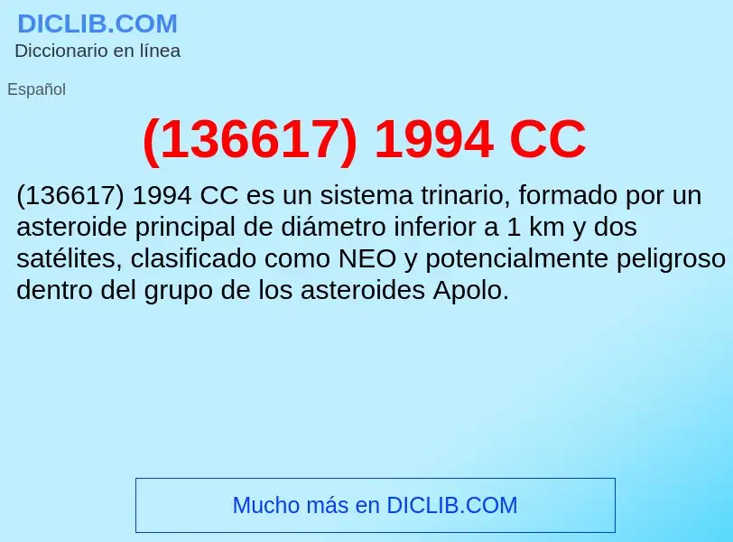 O que é (136617) 1994 CC - definição, significado, conceito