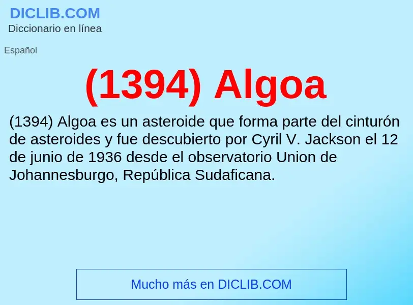 What is (1394) Algoa - meaning and definition