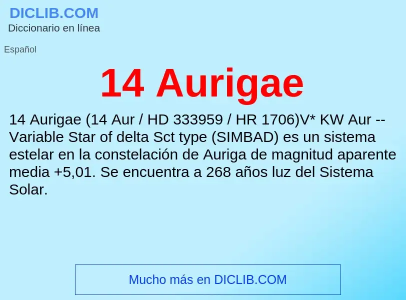 ¿Qué es 14 Aurigae? - significado y definición