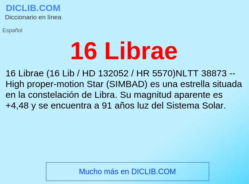 ¿Qué es 16 Librae? - significado y definición