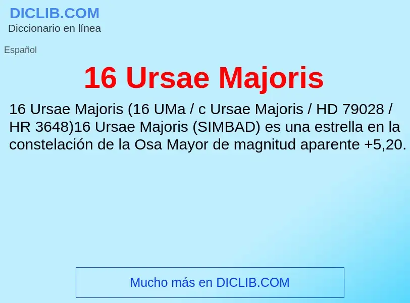 ¿Qué es 16 Ursae Majoris? - significado y definición