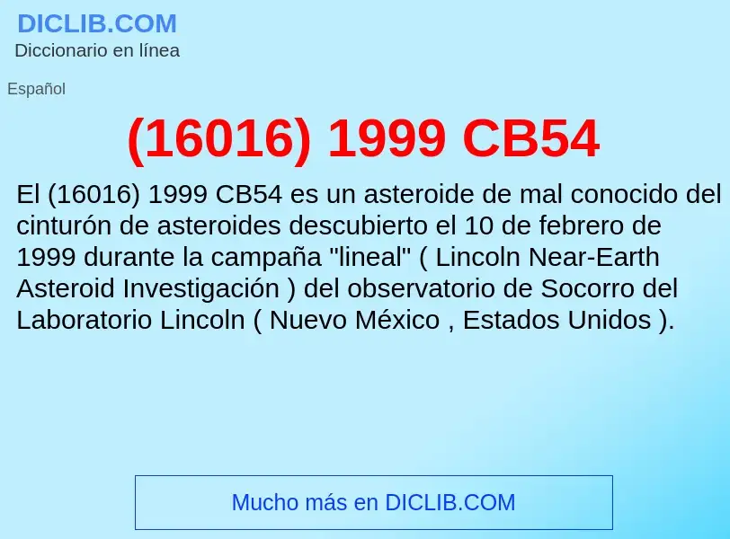 O que é (16016) 1999 CB54 - definição, significado, conceito