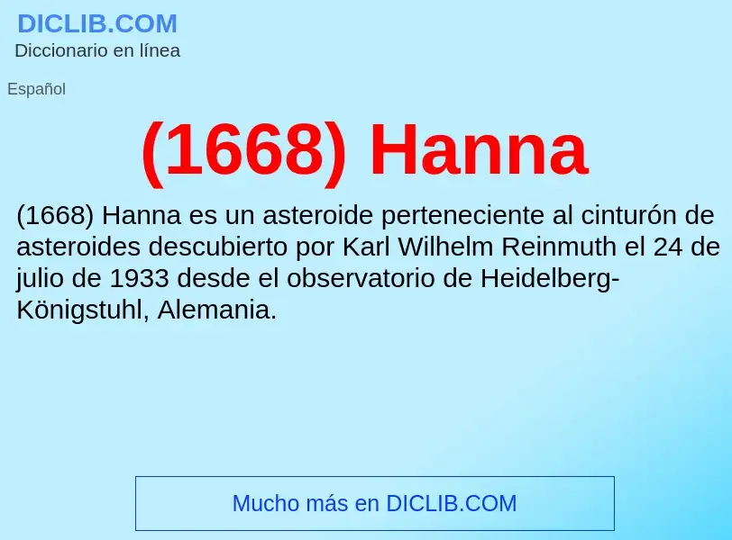 O que é (1668) Hanna - definição, significado, conceito