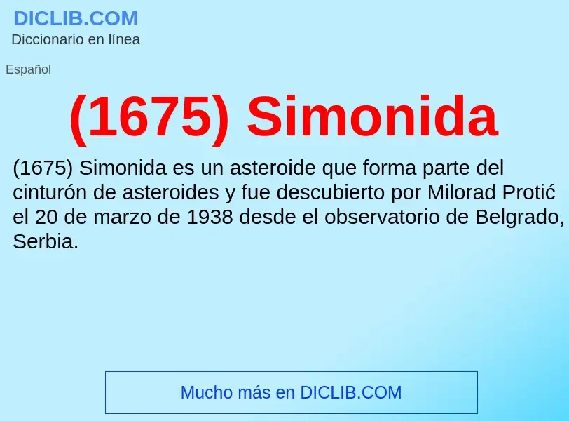 O que é (1675) Simonida - definição, significado, conceito