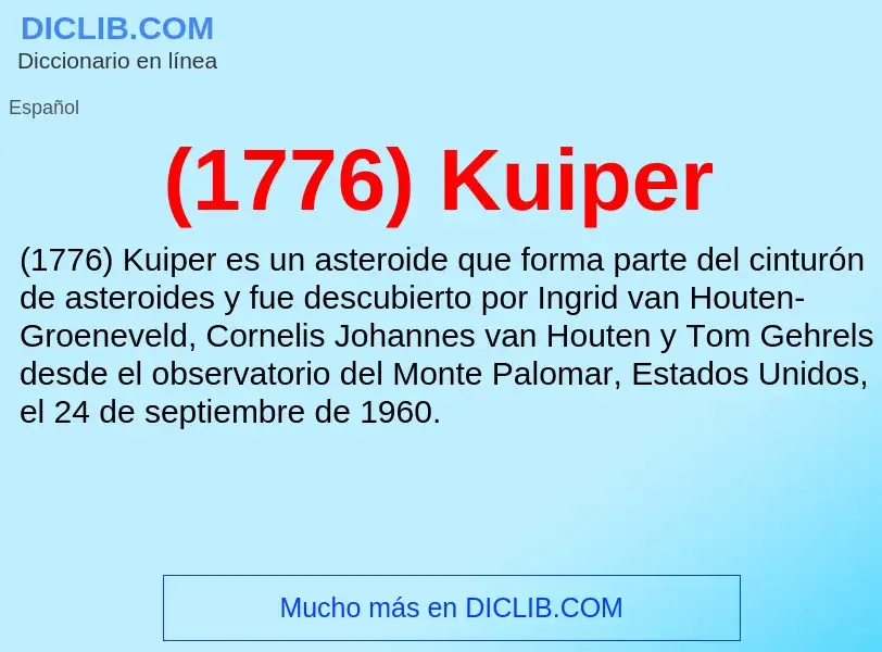 What is (1776) Kuiper - meaning and definition