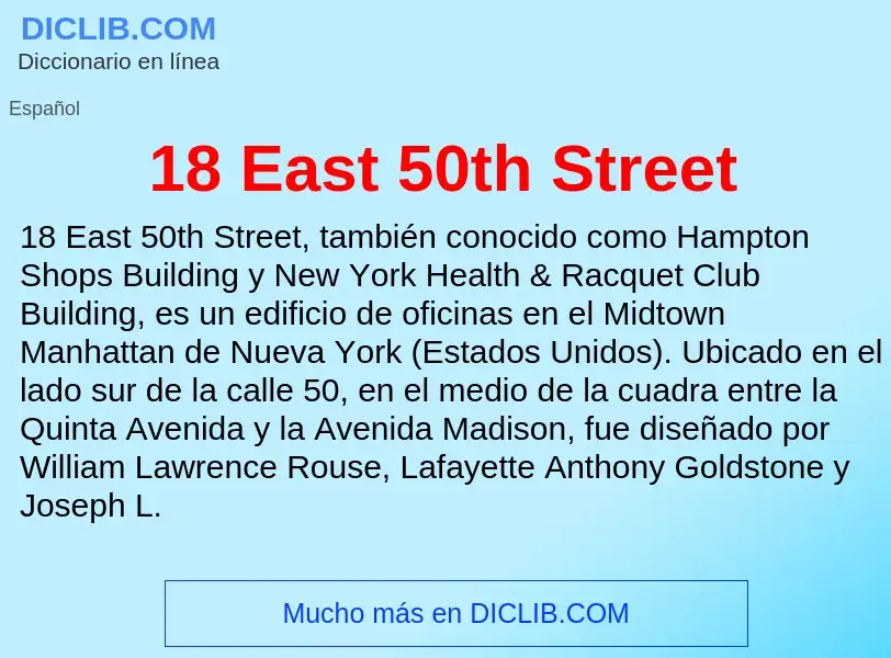 What is 18 East 50th Street - definition