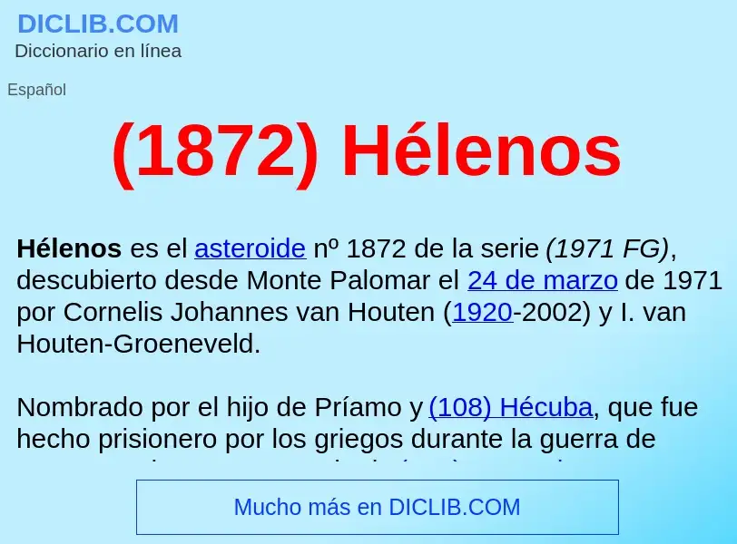 ¿Qué es (1872) Hélenos ? - significado y definición