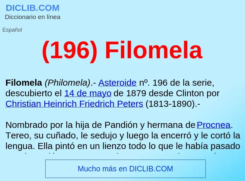 Wat is (196) Filomela  - definition