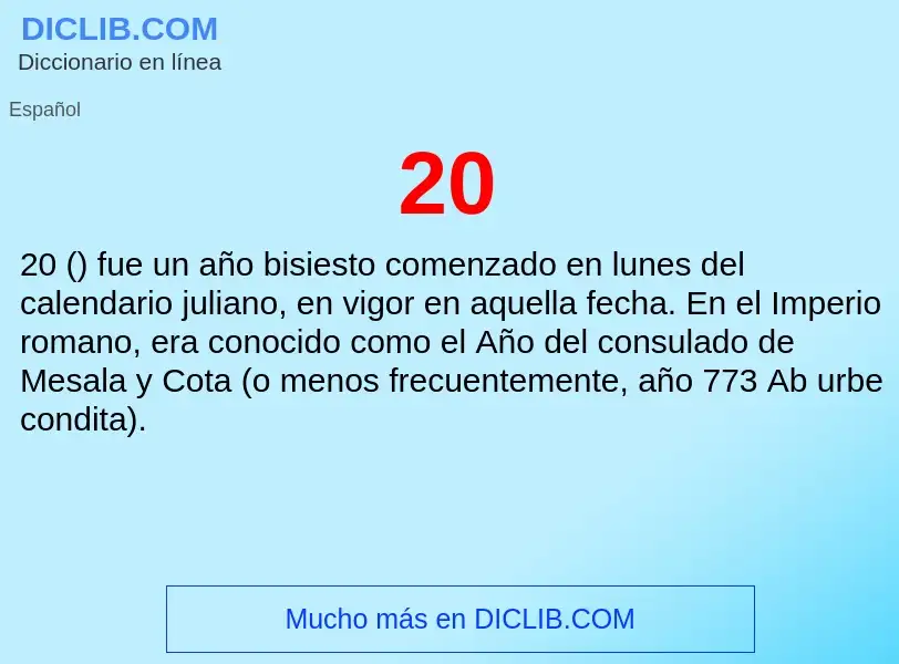 ¿Qué es 20? - significado y definición