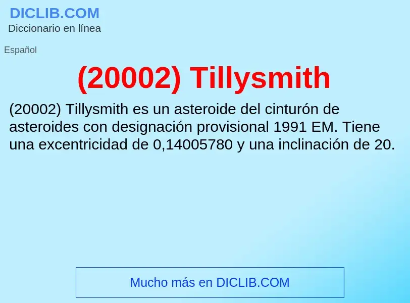 Wat is (20002) Tillysmith - definition