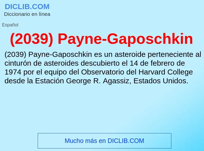 Qu'est-ce que (2039) Payne-Gaposchkin - définition