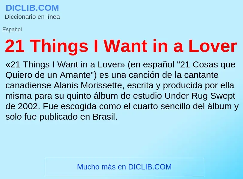 What is 21 Things I Want in a Lover - definition