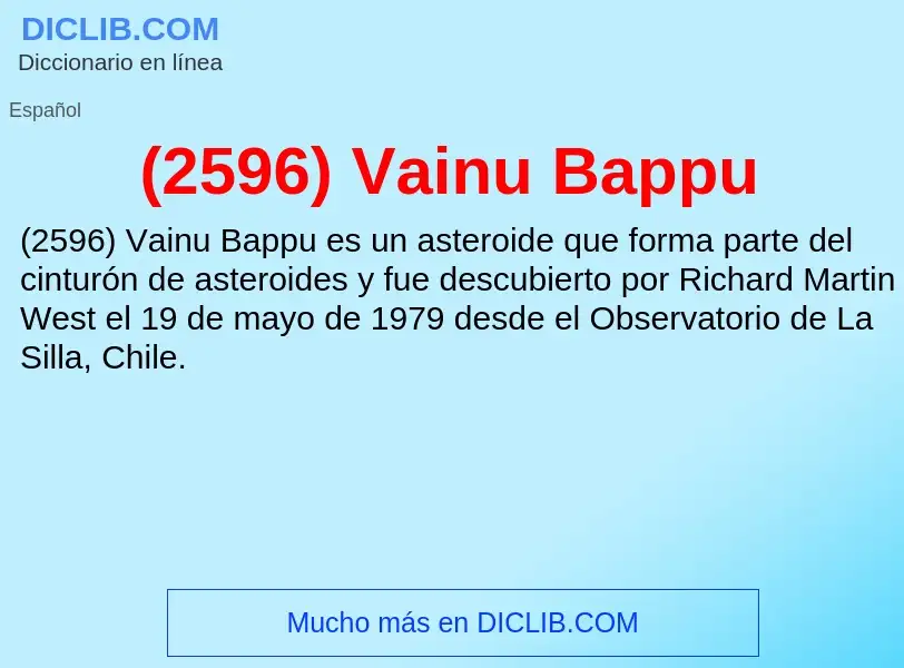 Wat is (2596) Vainu Bappu - definition