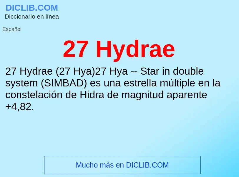 What is 27 Hydrae - meaning and definition