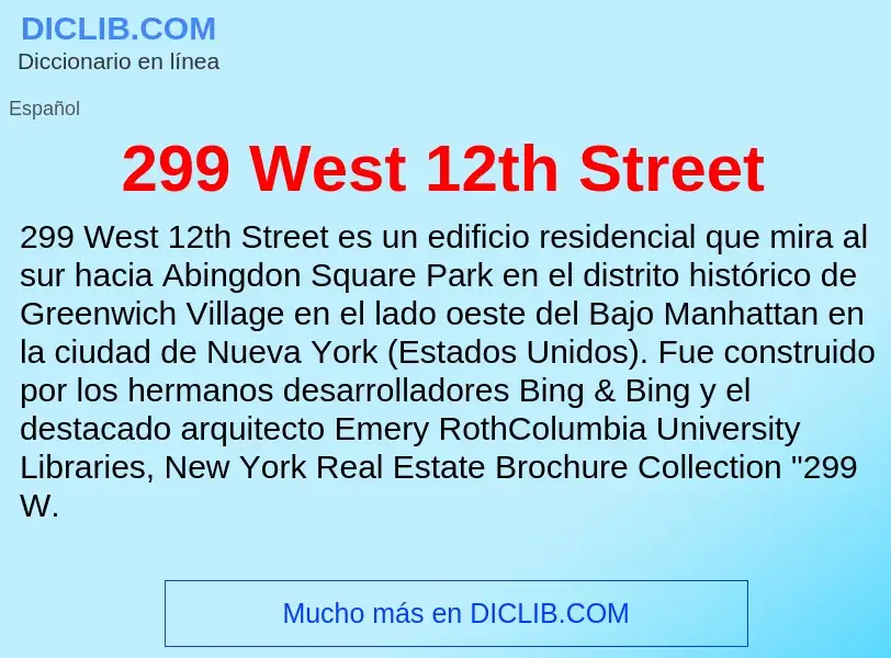 Qu'est-ce que 299 West 12th Street - définition