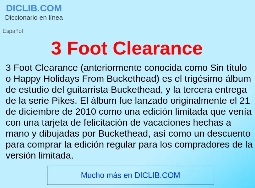 What is 3 Foot Clearance - meaning and definition