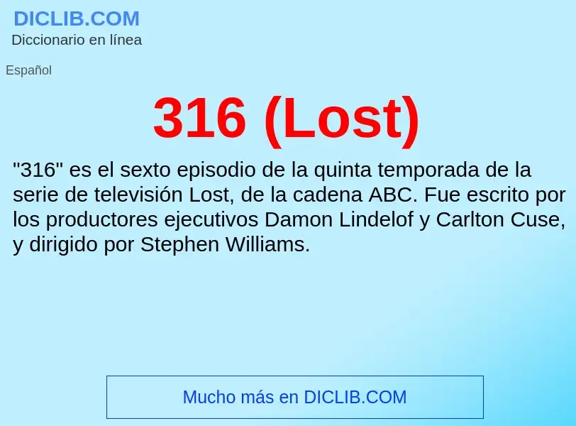 O que é 316 (Lost) - definição, significado, conceito