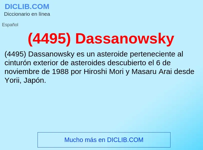 Qu'est-ce que (4495) Dassanowsky - définition