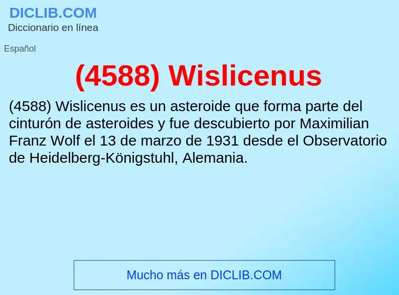 What is (4588) Wislicenus - meaning and definition